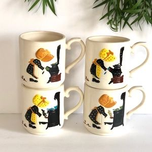 Set of 4 Vintage Holly Hobby hand painted Mugs